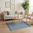 thumbnail image 3 of ODIKA 4'x6' Blue Denim Geometric Design Washable Area Rug Handwoven Indoor/Outdoor Pattern Accent for Dorm Room, Small Living Stain Resistant Low Profile, Easy Care, 3 of 7