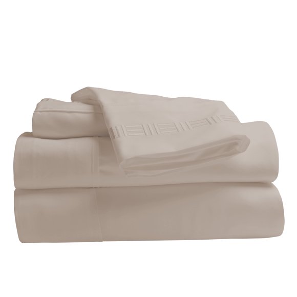 Comfy Bamboo World 9900 Series 100gsm Embroidered Bedsheets Sheet Set, King Size, Bone