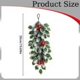 thumbnail image 3 of 20 Inch Artificial Christmas Teardrop Door Swag, Hanging Greenery Decor With Holly Leaves, Red Berries, Pinecones, Winter Wall Ornament For Front Door Porch Entryway, 3 of 6
