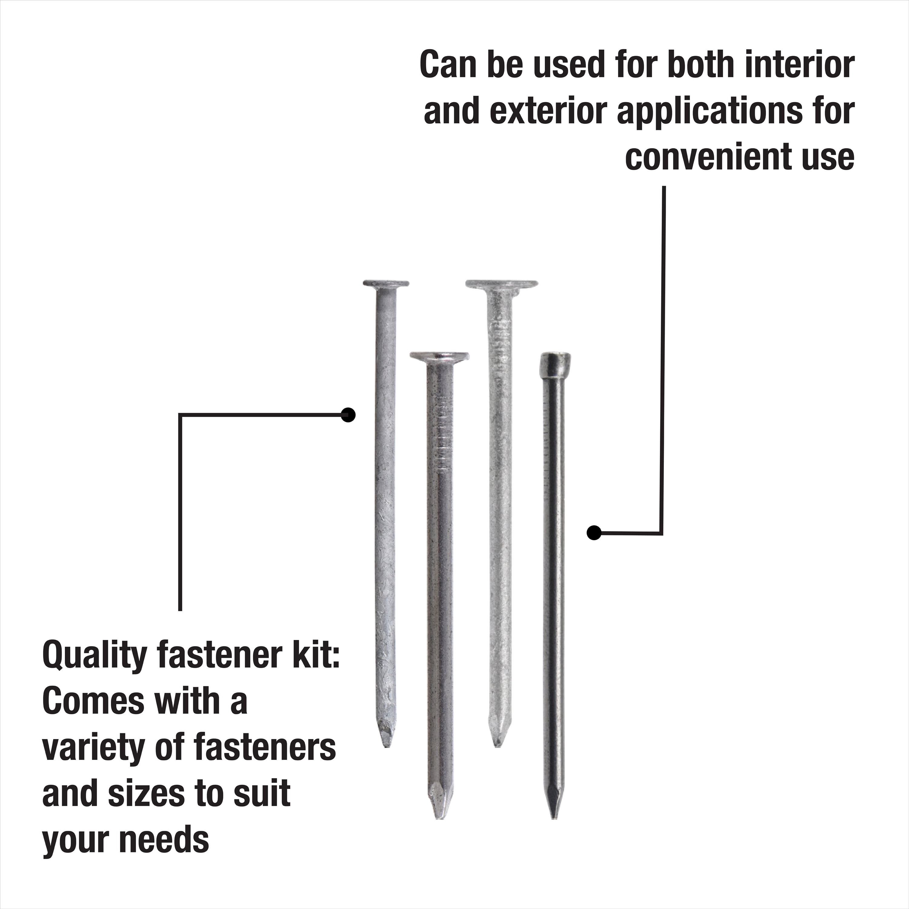 Fas-n-tite Interior and Exterior Screw Assortment Kit, Various Sizes, Steel, Bright and Galvanized, Silver, 285 pack