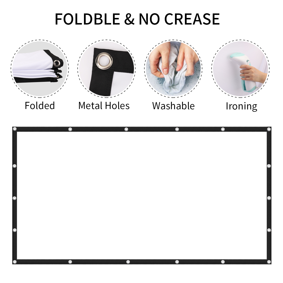 Projector Screen, Keenstone 120 inch 16:9 HD Foldable Anti-Crease Portable Projector Movies Video Screen for Home Theater Outdoor Indoor - image 4 of 9