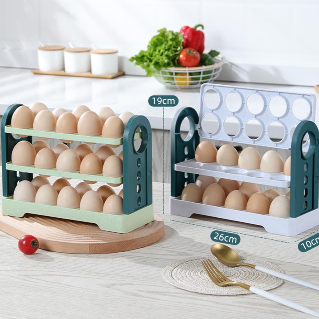 Egg Holder for Refrigerator 3-Layer Flip Egg Holder Egg Storage Container Stackable Egg Organizer for Refrigerator Store