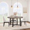 thumbnail image 2 of Studyset Round Dining Table for 4-6,47 inch Wood Dining Room Table with Sturdy Metal Frame & Rustic Brown Finish,Industrial Dinner Table,Large Round Table Circle Kitchen Table for Dining Room,Kitchen, 2 of 7