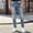 D_ Light Blue, variant on Men's Snow Wash Wide Leg Jeans, Button & Zipper Waist with Elastic Back, Casual Denim Trousers Light Blue M