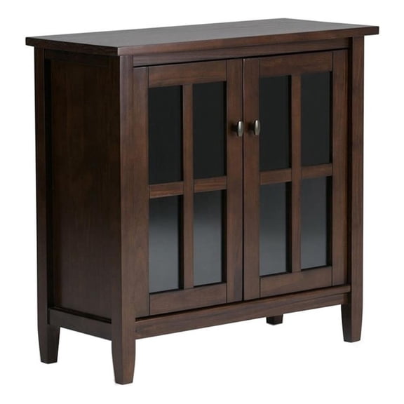 Atlin Designs 32" Transitional Solid Wood Low Cabinet in Tobacco Brown