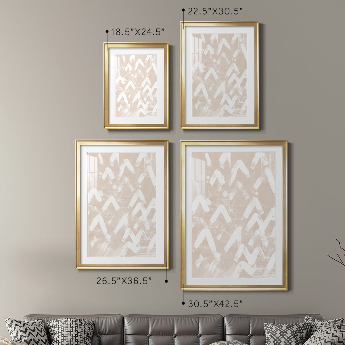 Wexford Home Earth Etching III Premium Framed Print, 26.5" x 36.5" - Ready to Hang, Gold (Set of 2)