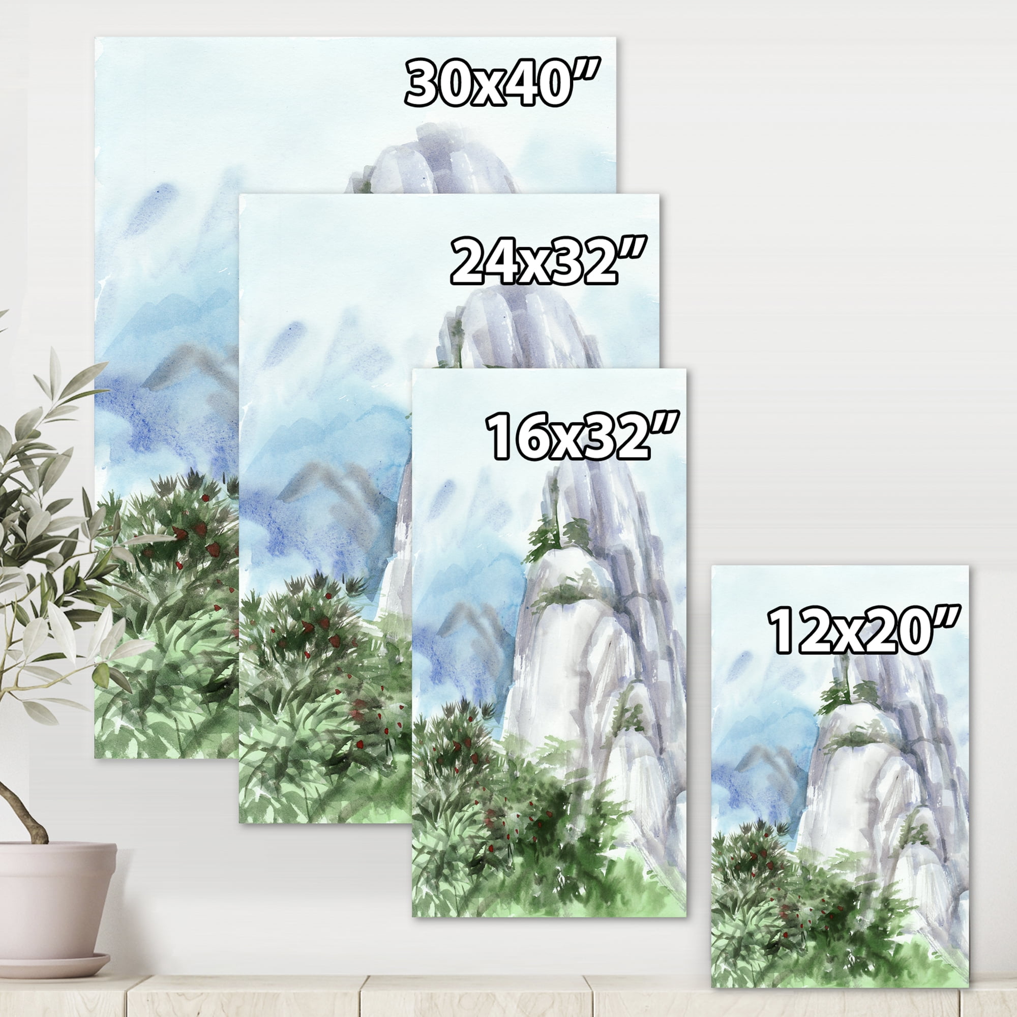 Designart ' The Clouds Over Mountain Top ' Traditional Canvas Wall Art Print
