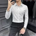 thumbnail image 2 of Camisas y blusas para hombre Tops formales para hombre Ropa sencilla Rojo Manga larga Negocios Músculo Estética Slim Fit Estilo coreano Cool S, 2 of 5