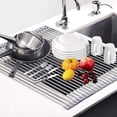 thumbnail image 2 of Labymos Over The Sink Dish Silicone Storage Rack Foldable Dish Drying Rack Multipurpose Roll-Up 304, 2 of 8