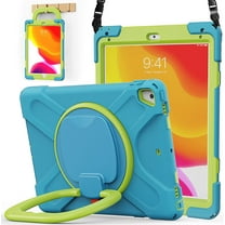 Timoom iPad 9.7 inch Case for 2018 iPad 6th Gen/ 2017 iPad 5th Gen, iPad Air 2/ iPad Pro 9.7'',Shockproof Protective Rugged Cover with Pencil Holder &Rotating Bracket &Shoulder Strap