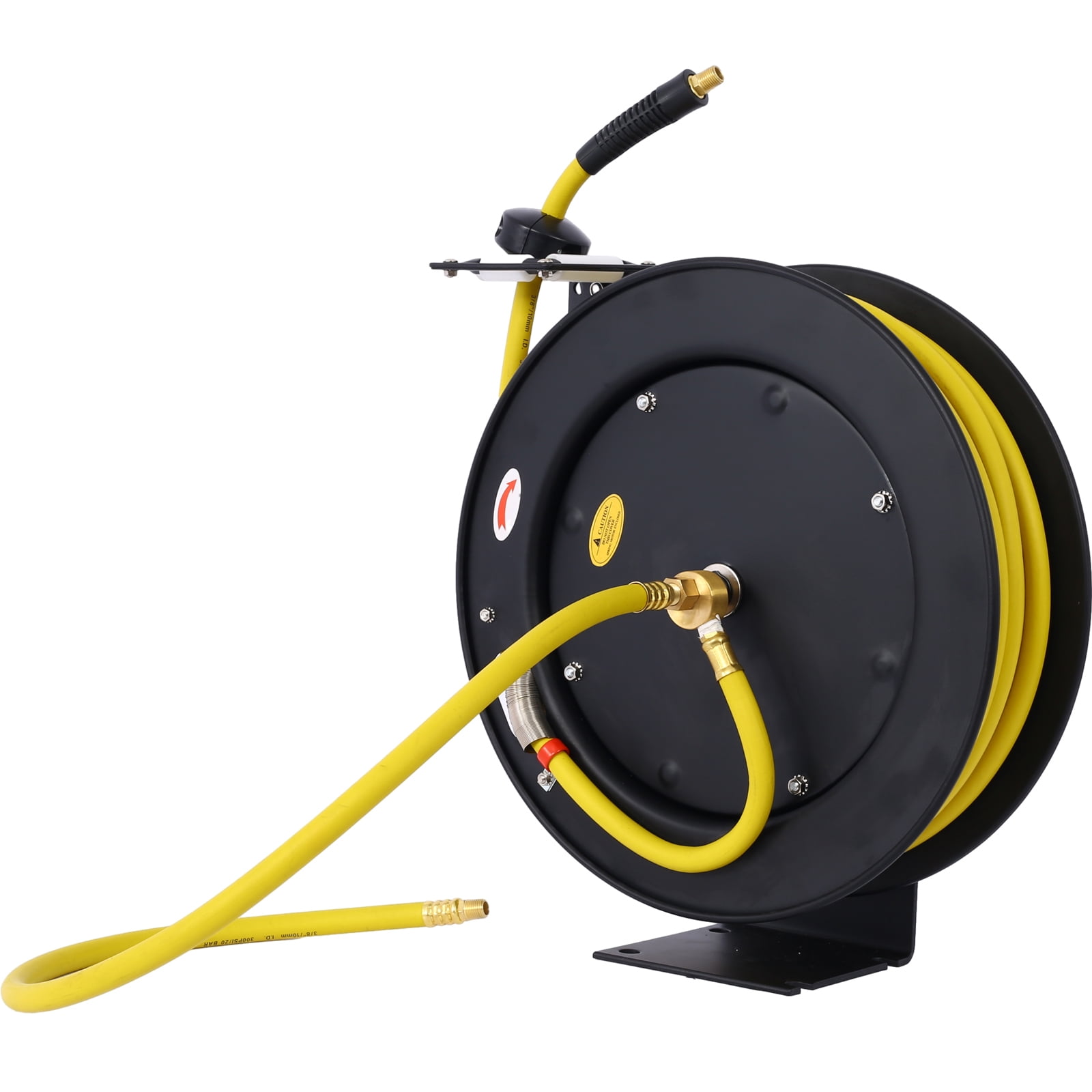 Air Hose Retractable 3/8"x50' Rubber Hose, Heavy Duty Max 300PSI Industrial Steel Single Arm Construction Industrial Grade Rubber Hose