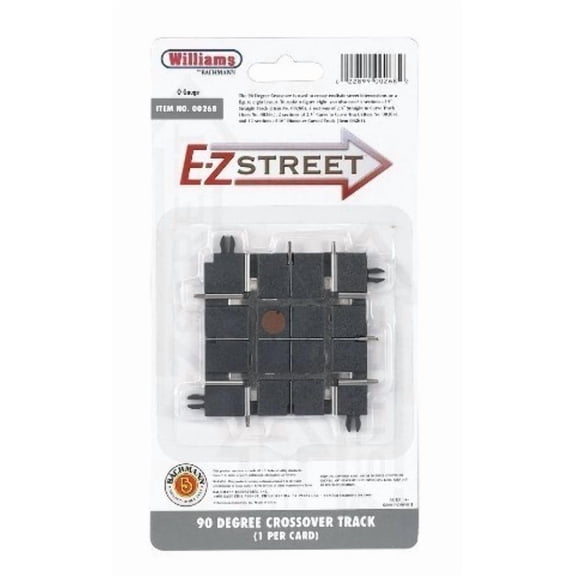 Bachmann 00268 O Scale E Z Street 90 Degree Crossover Track 1 Per Card