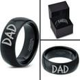 thumbnail image 4 of Tungsten Dad Typography Writing Band Ring 8mm Men Women Comfort Fit Black Dome Polished, 4 of 4