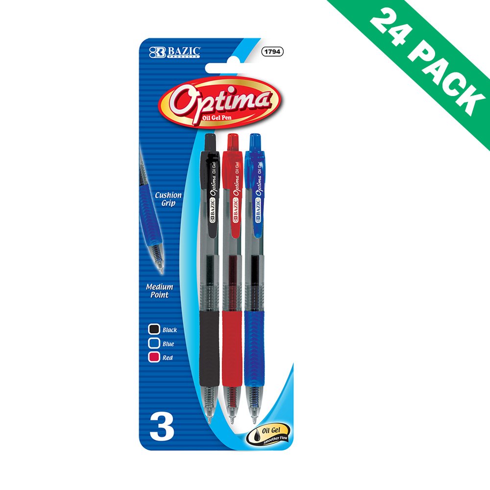 Gelink Pens, Assorted Color Retractable Gel Ink Pen 0.7 (3/pack), 24 Packs