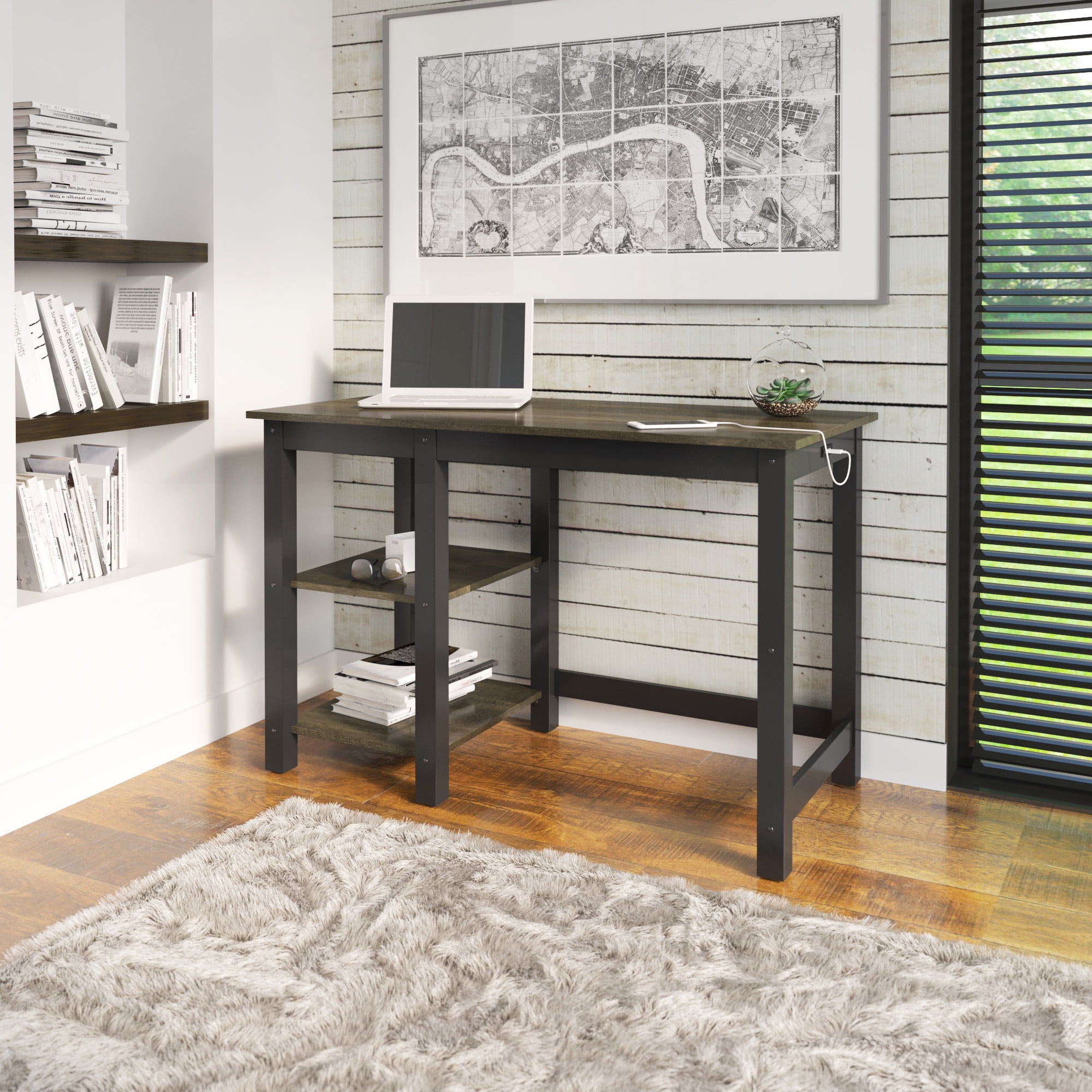 Better Homes Gardens Rustic Computer Desk With Usb Charging Ports Canyon Pine Finish