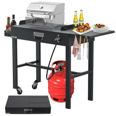 Bestfire Grill Cart, Grill Table Bbq Table, Portable Outdoor Folding Griddle Cart Fit 17 Inch or 22 Inch, Griddle Movable Griddle Stand with Wheels