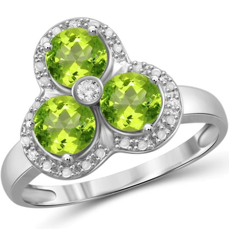 JewelersClub 1 1/3 Carat T.G.W. Peridot And White Diamond Accent Sterling Silver Ring