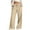 01 Khaki, variant on Weiqiqre Women's Linen Blend Cropped Pants High Waist Drawstring Sweatpants with Pockets Loose Straight Leg Lounge Pant