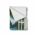 thumbnail image 2 of Nautical Home Soft Flannel Fleece Blanket, Ocean Beach Seascape Sunbeds Balcony Summer Picture Tropical Island, Cozy Plush for Indoor and Outdoor Use, 60" x 80", White Green and Blue, by Ambesonne, 2 of 6