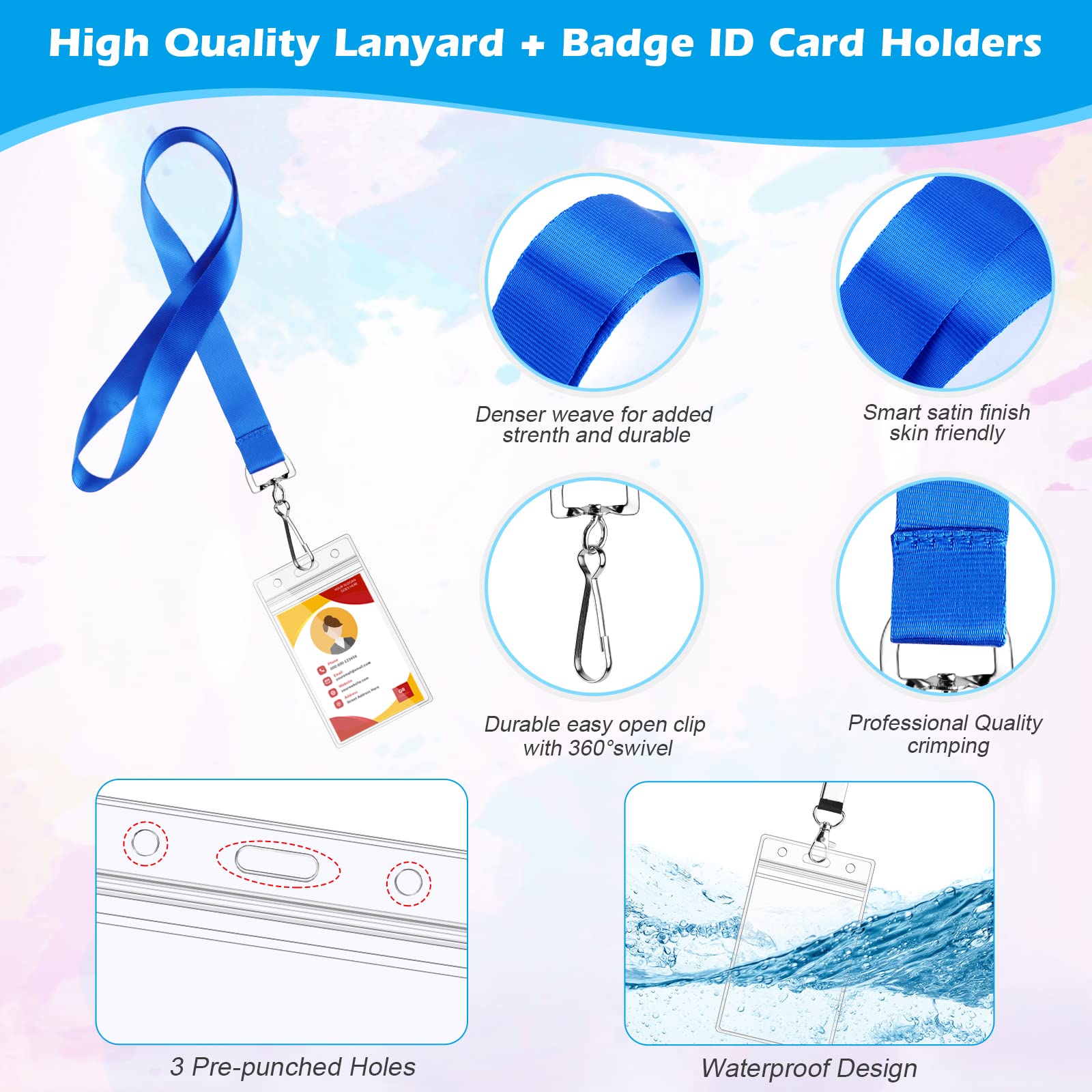 32 Pack Cruise Lanyard With Waterproof Id Card Holder  Colorful Solid Color Durable Badge For And Carnival Sail (assorted Rainbow 8 Colors)