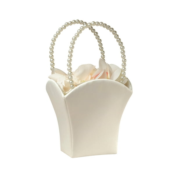 Lillian Rose Ivory Satin Flower Girl Basket