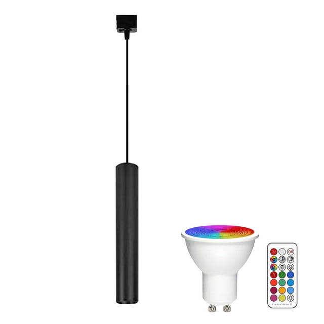 FSLiving J Type Track Lighting, Linear Focused Adjustable LED Spotlighting Remote Control, Color Changing RGB Tunable White GU10 Timer Bulb 11.8in Lights Juno Track Light for Dining Room Game Room