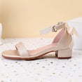 thumbnail image 5 of Krdevn Ankle Strap Open Toe Block Heel Dress Sandals, Pearl and Bow Detail Lightweight Party Shoes (Little Girls, Big Girls),9.5-10 Years, 5 of 6