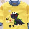 thumbnail image 4 of TOWED22 Toddler Newborn Boys Outfits 2Pcs Long Sleeve Printed Cotton Top Elastic Waist Pants Casual Warm Winter Clothes(Yellow,6-12 M), 4 of 4