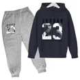 thumbnail image 3 of Conjunto de 2 piezas de sudadera con capucha y pantalón para niño, moda informal de primavera y otoño, conjunto de chándal para niño, 3 of 5