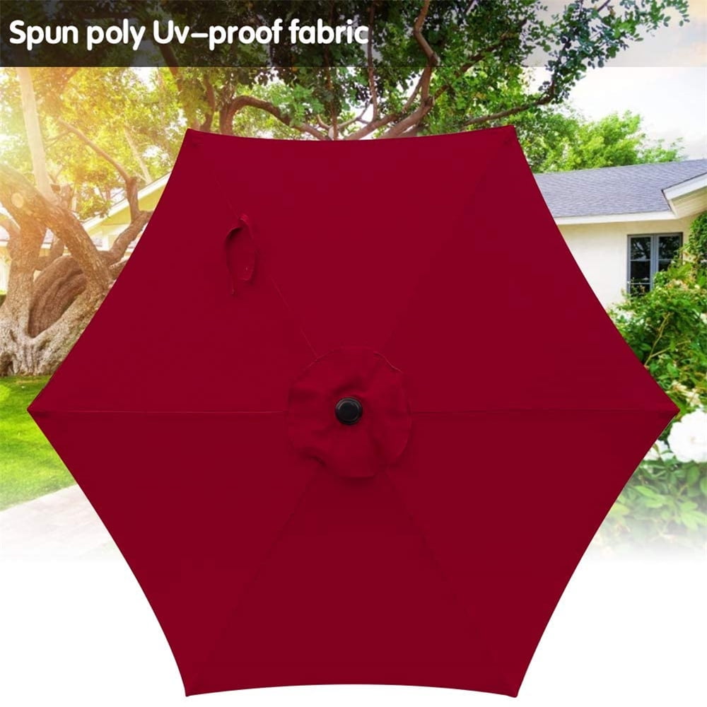 7.5 Ft Patio Umbrella Outdoor Market Table Umbrella with Crank, 6 Ribs, Polyester Canopy, Dark Red
