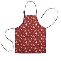 Red Christmas Deer and Tree Pattern Kids Aprons for Girls and Boys,Adjustable Neck Strap Toddler Aprons for Kids Cooking Baking