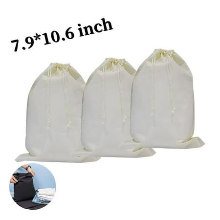 

3 Pcs Non-Woven Shoe Bag with Drawstring Beam Mouth Design for travel/carrying Beige
