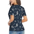 thumbnail image 3 of Vsdgher Vintage Marine Women Shirts V Neck Short Sleeve Tops T-Shirt Basic Tees, S to 3XLSmall, 3 of 5