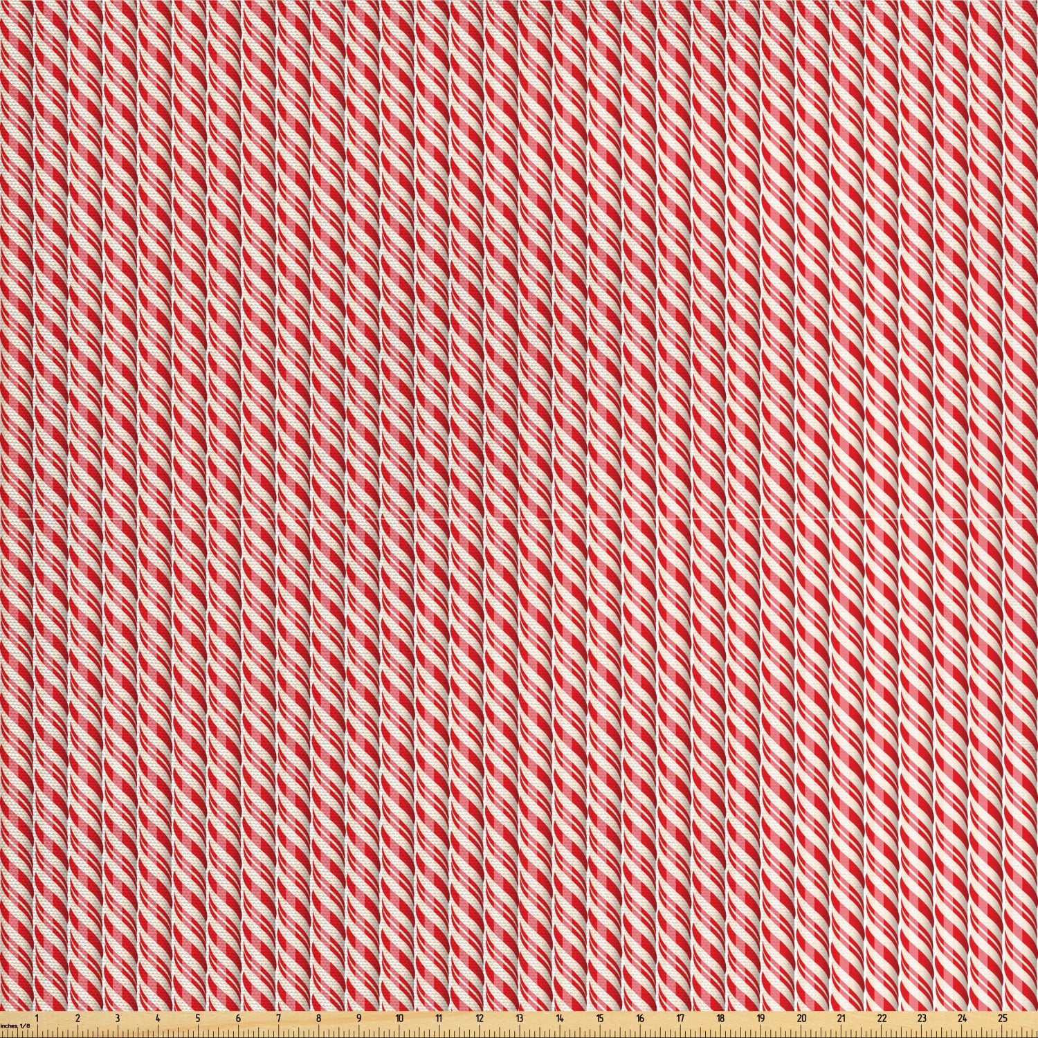Candy Cane Fabric by The Yard, Red Christmas Candies Pattern with