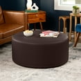 thumbnail image 6 of Jaxx Candler Round Coffee Table Ottoman, Large, 36-Inch, Premium Faux Leather, Chocolate, 6 of 8