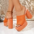 thumbnail image 4 of SACFOF Women's Chunky Platform Sandals Block Heel - Slip On Elastic Band Dressy Shoes Square Toe Comfort Soles, 4 of 6