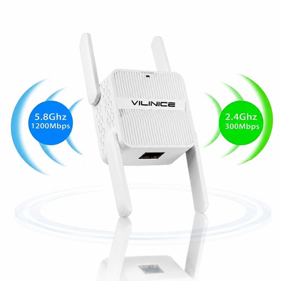 VILINICE WiFi Extender WiFi 6 Signal Booster, Dual Band 2.4GHz & 5GHz Range Extender with Ethernet Port, Long-Range Internet Repeater with Speeds up to 1500Mbps, Covers 8800 Sq.Ft
