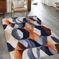 thumbnail image 4 of 4x6 Area Rugs, Navy Blue Burnt Orange Non-Skid Rubber Backing Large Rectangle Rugs - Living Room Bedroom Home Office, Retro Geometric Abstract Indoor Floor Mat Carpets Washable Rug, 4 of 9