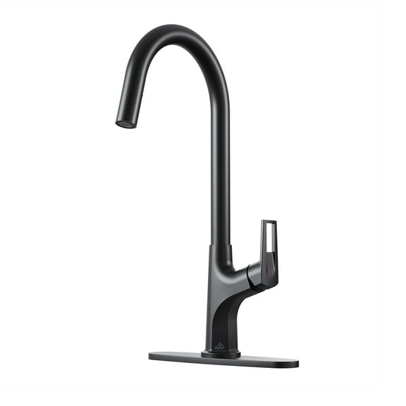 CASAINC Single Handle Kitchen Faucet with Pull Out Sprayer, Deck Mounted, Matte Black