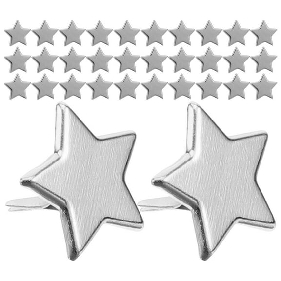 CTIRCHIU 200Pcs Star Shaped Metal Paper Fastener Brads Silver for DIY Craft and Fabric Decoration