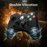 PC Controller, Wired Controller for Xbox 360/PC, 71 in/1.8m USB cable , Double Vibration-Black