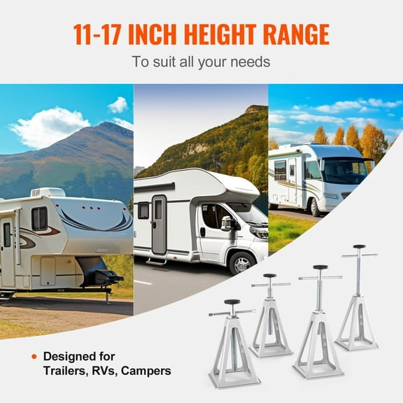 RV Stabilizer Jacks 4 Pack Aluminum RV Leveling Jacks Adjustable 11 to 17 Inch Supports up to 6000 Lbs