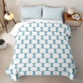 thumbnail image 2 of Castle Fairy Minimalist Oval Grid Quilt Full 3-Piece,Mid Century Rounded Full Bedspread Sets,Skyblue White,1 Coverlet and 2 Pillowcases, 2 of 7