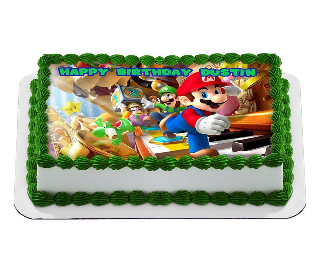 Mario Bros Nintendo Quarter Sheet Edible Photo Birthday Cake Topper Personalized 1 4 Sheet Nbsp Walmart Com Walmart Com