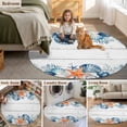 thumbnail image 6 of Summer Sea Shell Round Living Room Rugs 7 ft, Nautical Ocean Watercolor Starfish Coral Wood Grain Washable Area Rug with Non-Slip Sturdy Edge Binding Round Carpet for Kitchen Office Bedroom, 6 of 9