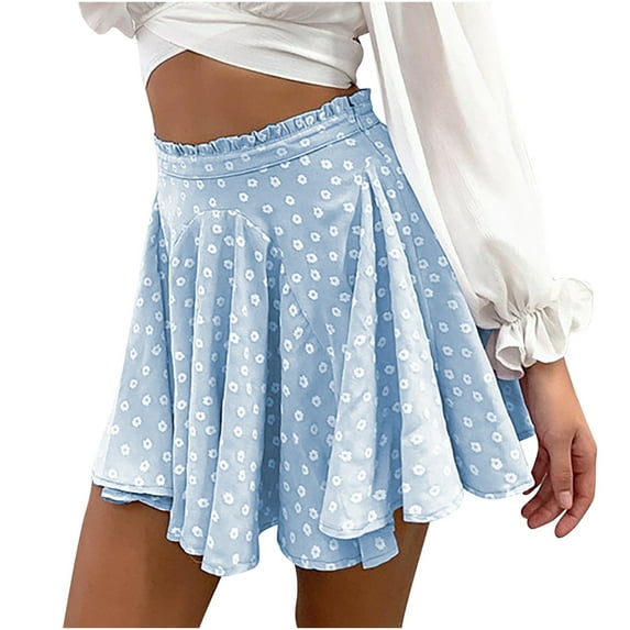 IROINNID Women's Fashion Ins Wind Daisy Natural Skirt Pleated Skirt Mid Elastic Waist Mid Solid Color Skirt