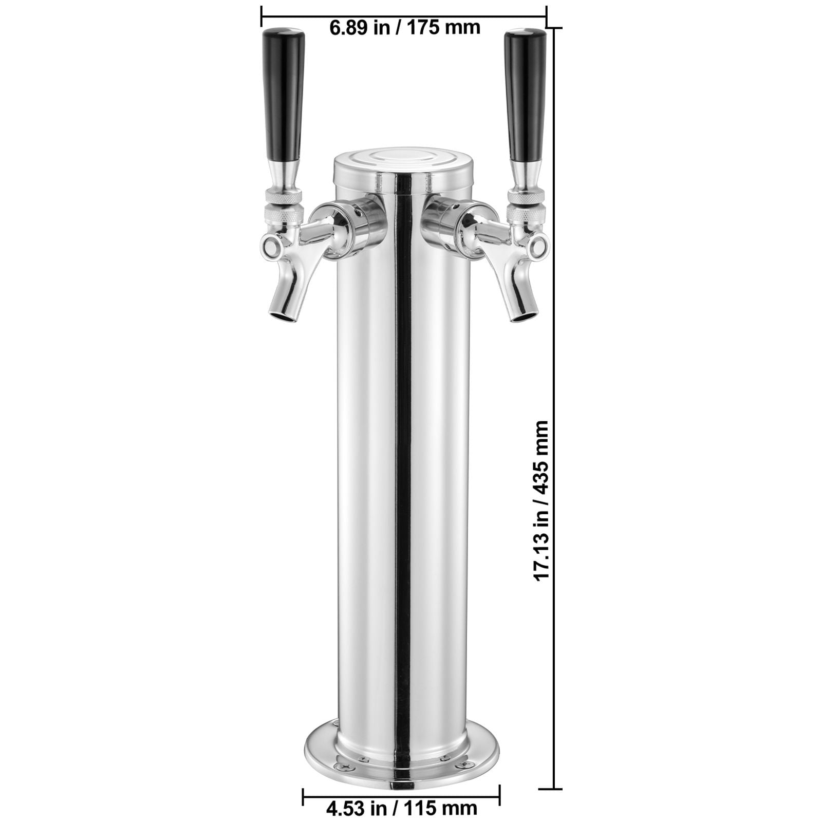 Dual Tap Kegerator Tower Kit with Self-Closing Springs 8mm Insulation for Beer Dispensing