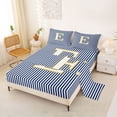 thumbnail image 2 of Erosebridal Kids Cartoon Monogrammed E Bed Sheets, Navy Stripes Ombre King Sheets, 4pcs, 2 of 5
