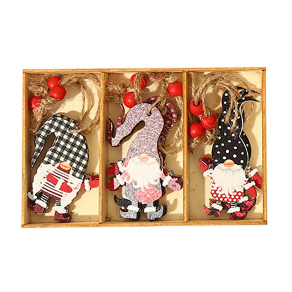 Christmas Wooden Ornament 9Pcs Coloured Tree Hanging Decoration Wood Crafts Santa Claus Ornaments Gift Tags Decor Christmas Wooden Ornament 9Pcs Coloured Tree Hanging Decoration Wood Crafts Santa Claus Ornaments Gift Tags Decor