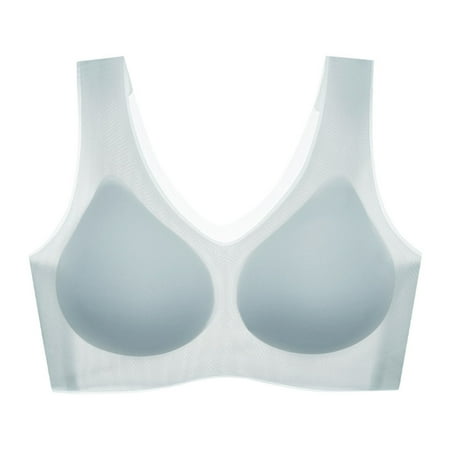 Bestselling  Comfortable Hollow Out Bra  No Rims  Soft Fabric  Seamless Design  for Women  Daily Wear  Supportive  Breathable  Underwire-Free  Wireless Swim Bra | Blue M  Sopatenor